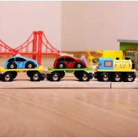 Bigjigs Rail Nákladní vlak s auty a kolejemi