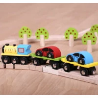 Bigjigs Rail Nákladní vlak s auty a kolejemi