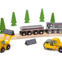 Bigjigs Rail Dlouhý vagónek s uhlím + 2 koleje