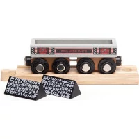 Bigjigs Rail Dlouhý vagónek s uhlím + 2 koleje