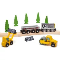 Bigjigs Rail Dlouhý vagónek s uhlím + 2 koleje