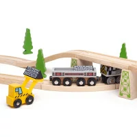 Bigjigs Rail Dlouhý vagónek s uhlím + 2 koleje