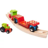 Bigjigs Rail Vagon s traktorem + 2 koleje