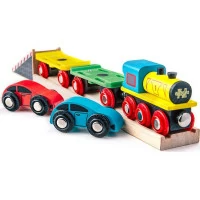 Bigjigs Rail Nákladní vlak s auty a kolejemi