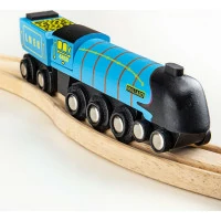 Bigjigs Rail Dřevěná replika lokomotivy Mallard + 3 koleje