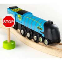 Bigjigs Rail Dřevěná replika lokomotivy Mallard + 3 koleje