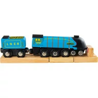 Bigjigs Rail Dřevěná replika lokomotivy Mallard + 3 koleje
