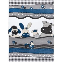 Dětský kusový koberec Petit Farm animals blue