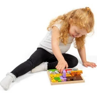 Bigjigs Toys Dřevěné kostky puzzle se zvířátky safari