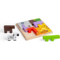 Bigjigs Toys Dřevěné kostky puzzle se zvířátky safari