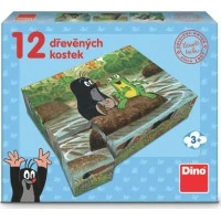 Dino Dřevěné kostky Krtek a zvířátka 12 ks