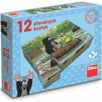 Dino Dřevěné kostky Krtek a zvířátka 12 ks