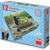 Dino Dřevěné kostky Krtek a zvířátka 12 ks