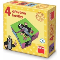 Dino Dřevěné obrázkové kostky Krteček - 4 kostky