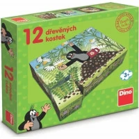 Dino Dřevěné kostky Krtek a přátelé 12 ks