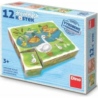 Dino Dřevěné obrázkové kostky Na farmě 12 kostek