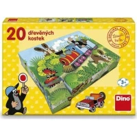 Dino Dřevěné obrázkové kostky Krtek a doprava 20 kostky