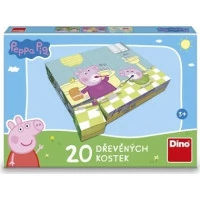 Dino Dřevěné obrázkové kostky Peppa pig Veselý den 20 kostek