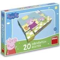 Dino Dřevěné obrázkové kostky Peppa pig Veselý den 20 kostek