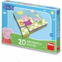 Dino Dřevěné obrázkové kostky Peppa pig Veselý den 20 kostek