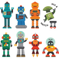Petitcollage Magnetická hra Roboti - poškozená kovová krabička