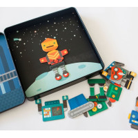Petitcollage Magnetická hra Roboti - poškozená kovová krabička