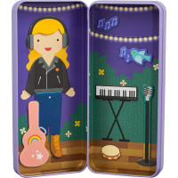 Petitcollage Magnetické puzzle Muzikantka - poškozená kovová krabička