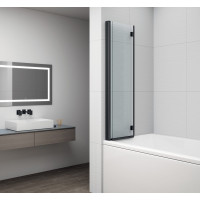 Polysan ROTA BLACK vanová zástěna skládací 1200mm, čiré sklo FB120