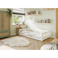Dětská Montessori postel z masivu borovice BETTY - 200x90 cm - BÍLÁ