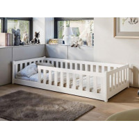 Dětská Montessori postel z masivu borovice BETTY - 200x90 cm - BÍLÁ
