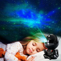 Noční LED lampička/projektor s dálkovým ovladačem UNIVERSE - černá