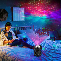 Noční LED lampička/projektor s dálkovým ovladačem UNIVERSE - černá