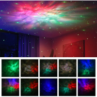 Noční LED lampička/projektor hvězd NEBULA - bílá