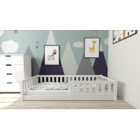 Dětská Montessori postel z masivu borovice LULU 200x90 cm - bílá
