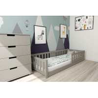 Dětská Montessori postel z masivu borovice LULU 200x90 cm - šedá