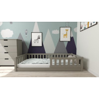 Dětská Montessori postel z masivu borovice LULU 200x90 cm - šedá