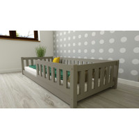 Dětská Montessori postel z masivu borovice LULU 200x90 cm - šedá