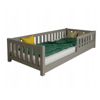 Dětská Montessori postel z masivu borovice LULU 200x90 cm - šedá