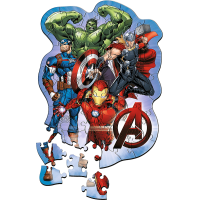 TREFL Dřevěné obrysové puzzle Avengers a jejich dobrodružství 50 dílků