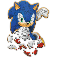 TREFL Dřevěné obrysové puzzle Sonic: Veselý Sonic 50 dílků