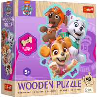 TREFL Dřevěné obrysové puzzle Tlapková patrola: Veselá štěňata 50 dílků
