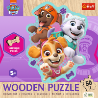 TREFL Dřevěné obrysové puzzle Tlapková patrola: Veselá štěňata 50 dílků