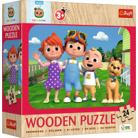 TREFL Dřevěné puzzle Cocomelon: Veselý Cocomelon 24 dílků
