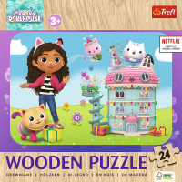 TREFL Dřevěné puzzle Gábinin kouzelný domek: Veselá Gábi a její přátelé 24 dílků