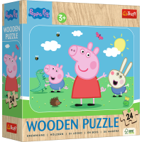TREFL Dřevěné puzzle Prasátko Peppa: Seznamte se s roztomilou Peppou 24 dílků