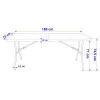 Cateringový stůl BALI White 180 cm - bílý