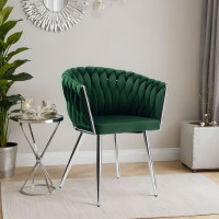 Jídelní křesílko COFTON Velvet - tmavě zelené/chrom