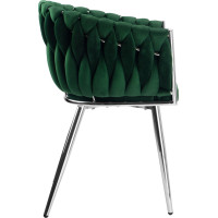 Jídelní křesílko COFTON Velvet - tmavě zelené/chrom