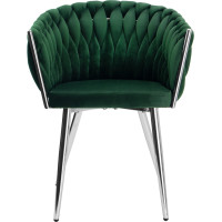 Jídelní křesílko COFTON Velvet - tmavě zelené/chrom