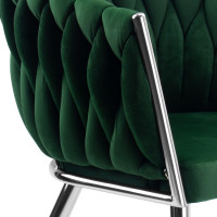 Jídelní křesílko COFTON Velvet - tmavě zelené/chrom
